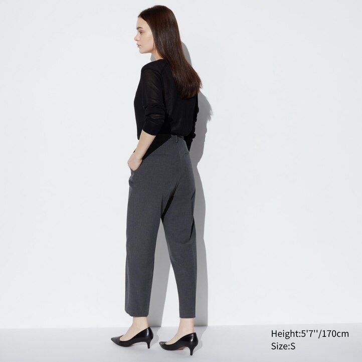 uniqlo smart ankle length womens tops grey