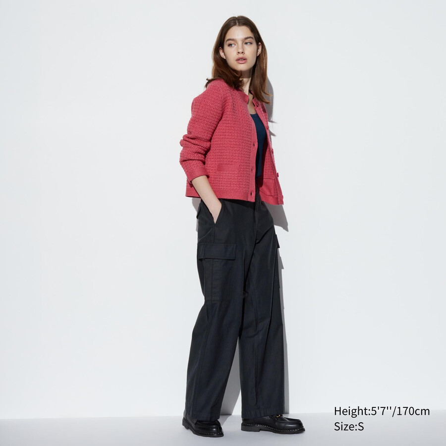 uniqlo wide straight legrgo womens tops dark grey