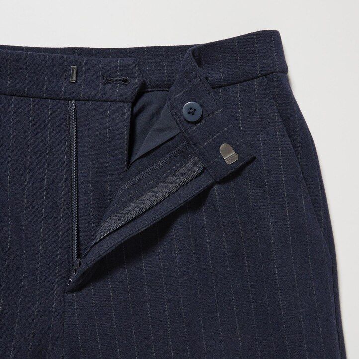womens uniqlo smart brushed striped ankle length tops navy