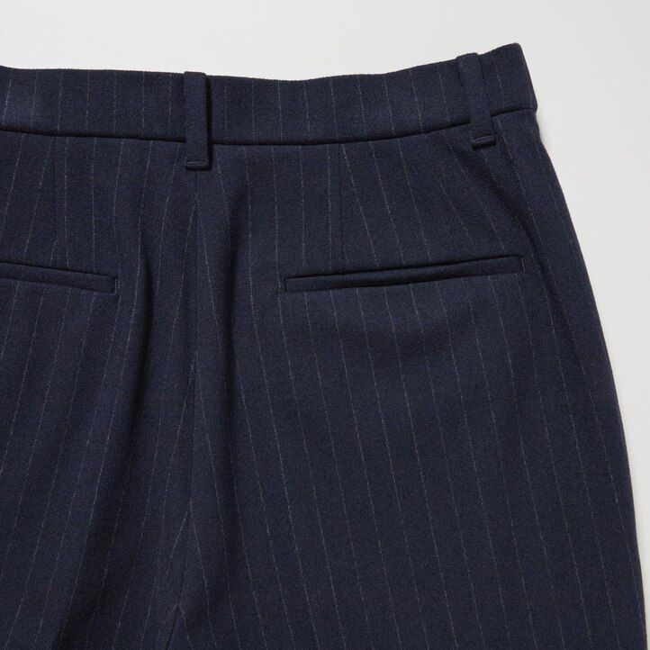womens uniqlo smart brushed striped ankle length tops navy