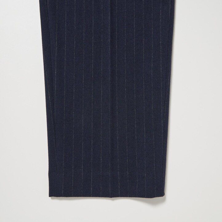 womens uniqlo smart brushed striped ankle length tops navy