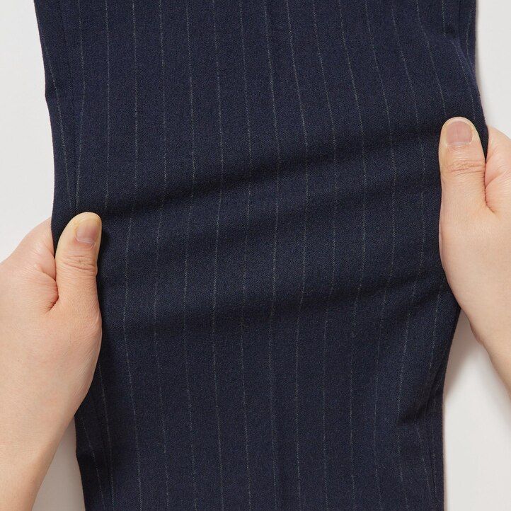 womens uniqlo smart brushed striped ankle length tops navy