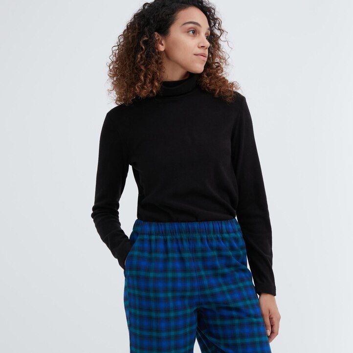 uniqlo flannel womens tops blue