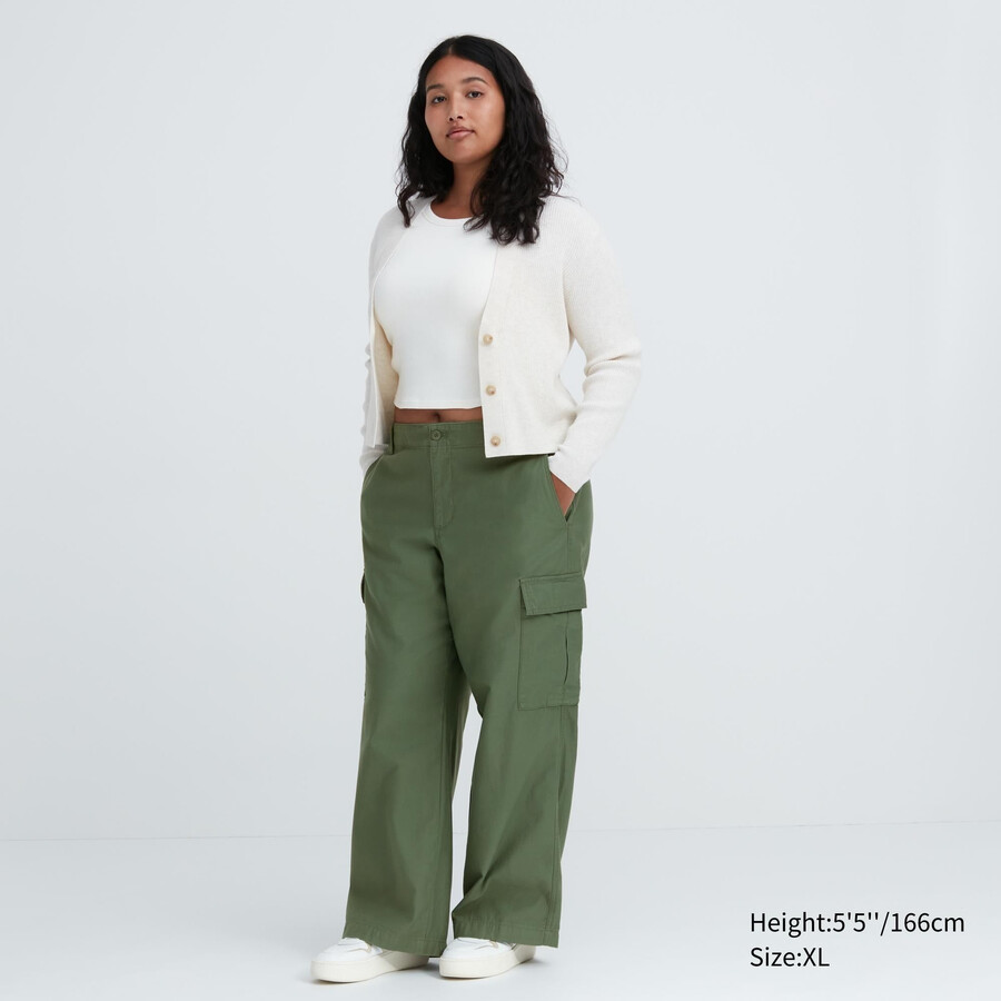 green uniqlo wide straight legrgo womens tops
