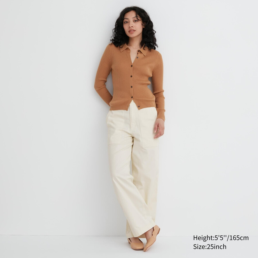white womens uniqlo wide leg baker tops