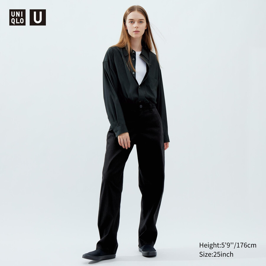 womens uniqlo chino tops black
