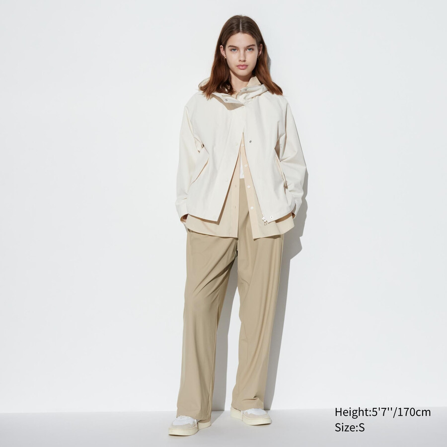 uniqlo airism ultra stretch straight wide leg womens tops beige