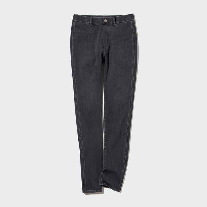 uniqlo ultra stretch denim womens tops dark grey