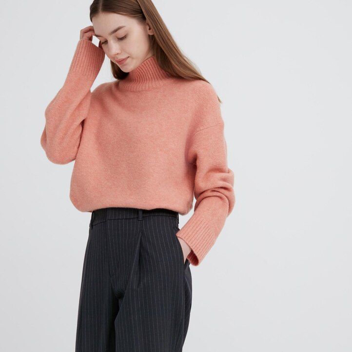 navy uniqlo heattech striped pleated womens tops