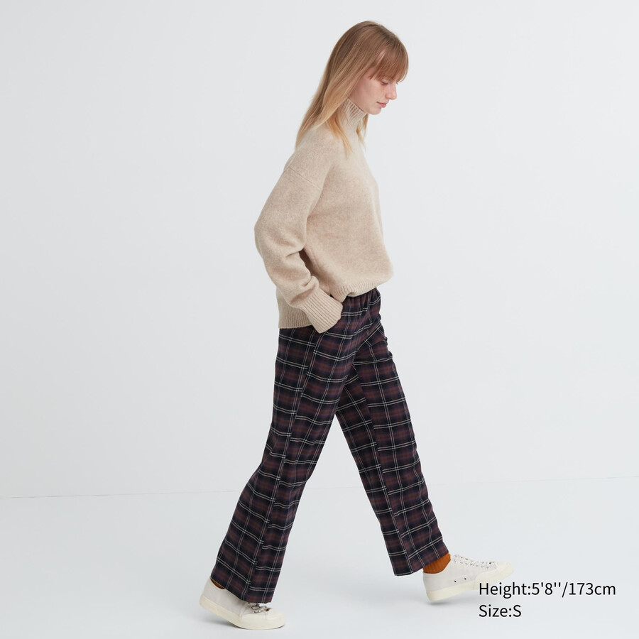 womens uniqlo flannel tops dark brown