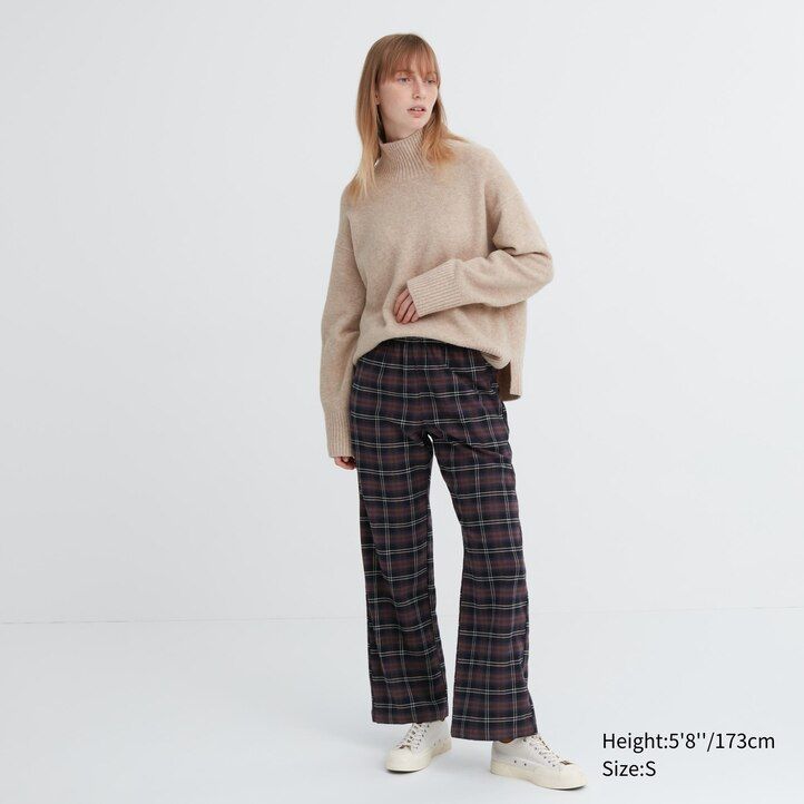 womens uniqlo flannel tops dark brown