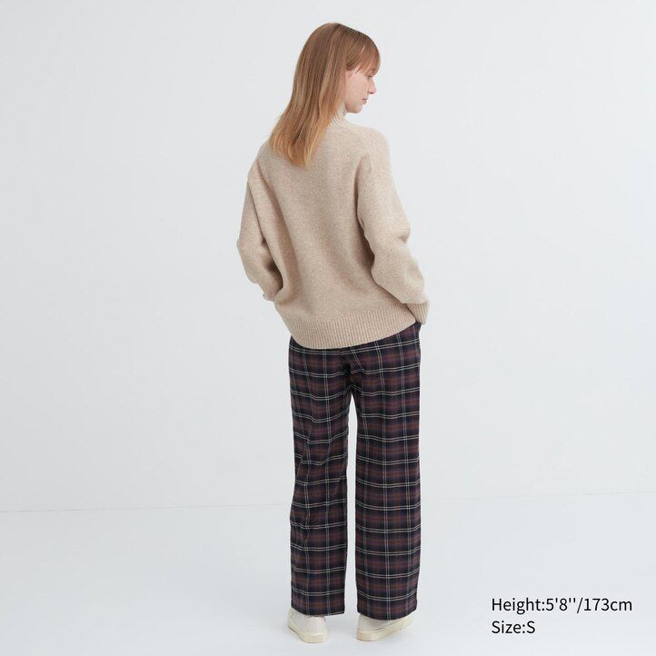 womens uniqlo flannel tops dark brown