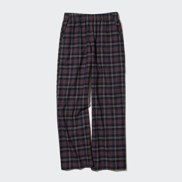 womens uniqlo flannel tops dark brown