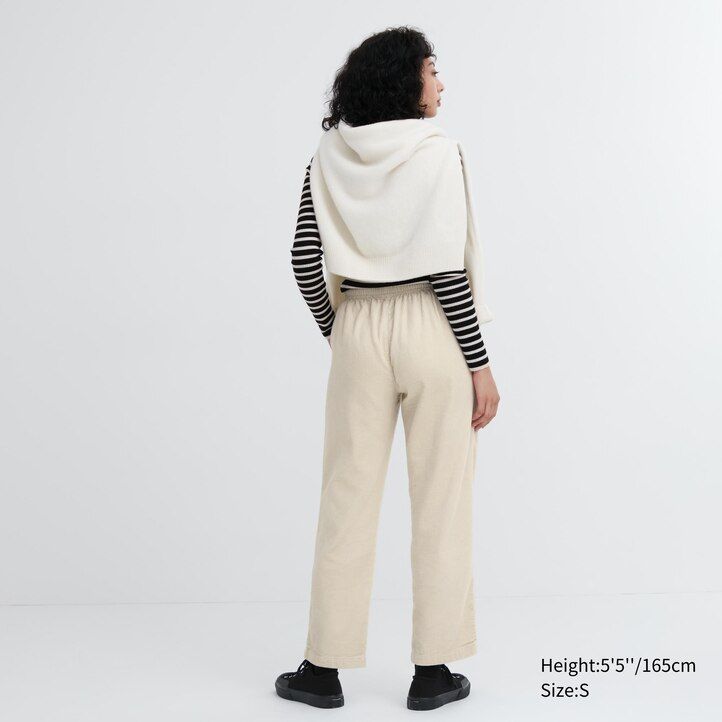 brown uniqlo corduroy relaxed fit ankle length womens tops
