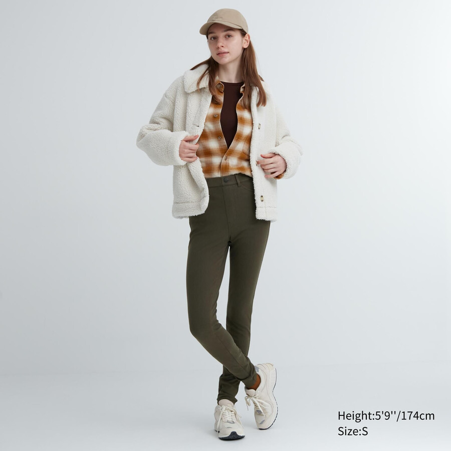 womens uniqlo heattech ultra stretch high rise tops olive