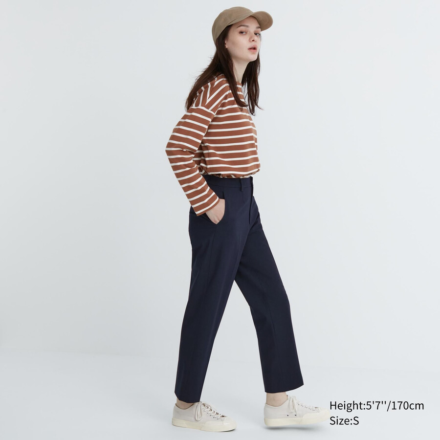 womens uniqlo smart ankle length tops navy