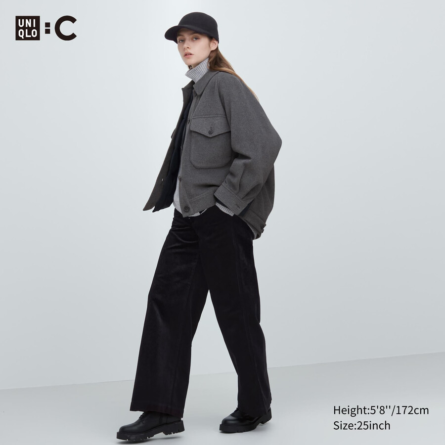 uniqlo corduroy wide leg womens tops black