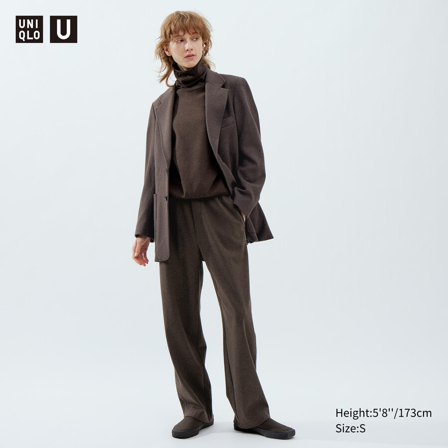 dark brown uniqlo brushed jersey womens tops