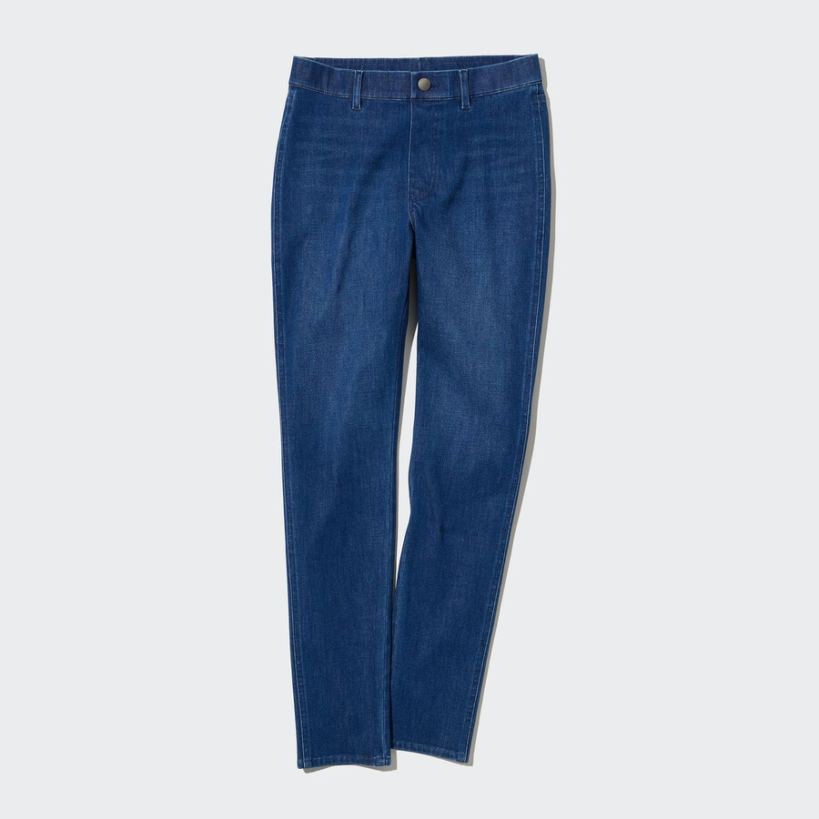 womens uniqlo ultra stretch denim tops blue