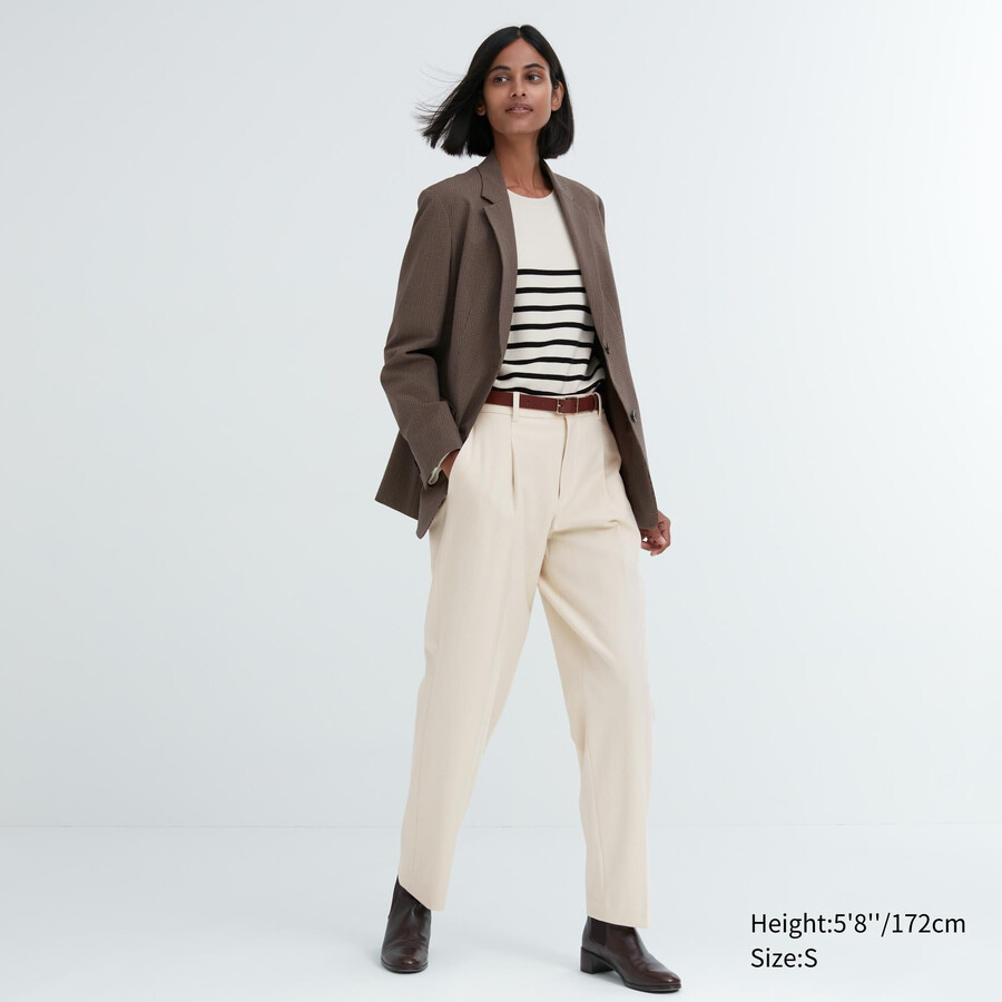 uniqlo heattech pleated womens tops beige