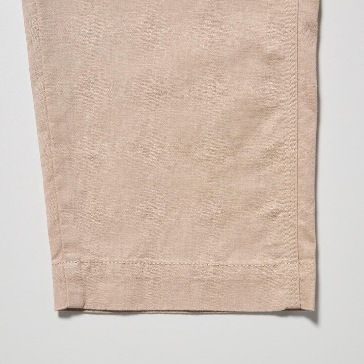 brown womens uniqlo linen cotton tapered tops
