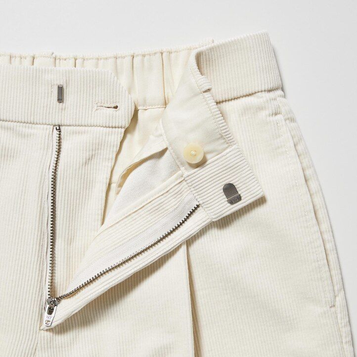 olive womens uniqlo corduroy pleated wide leg tops