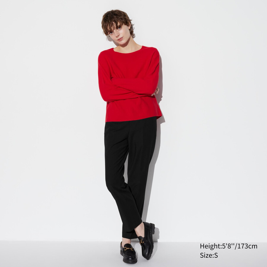 black uniqlo smart ankle length womens tops
