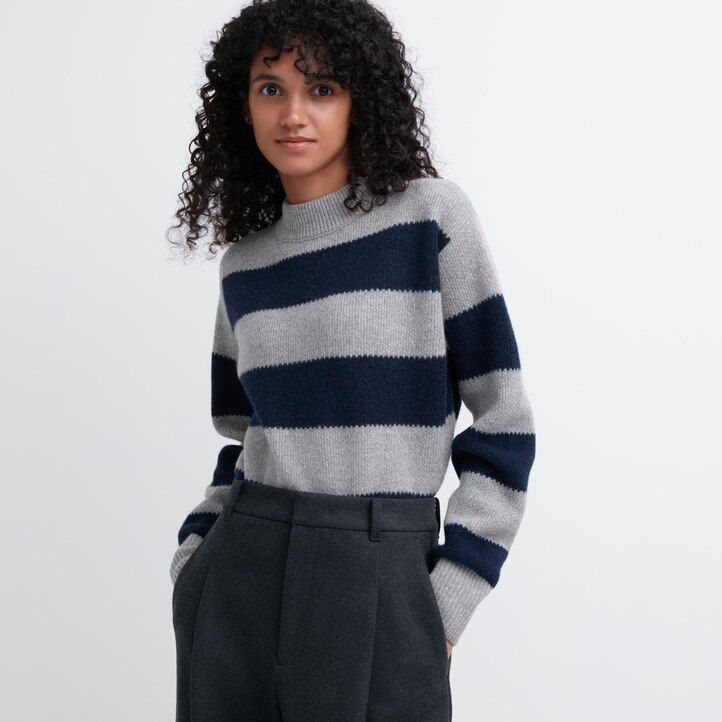 dark grey uniqlo brushed jersey pleated wide leg womens tops