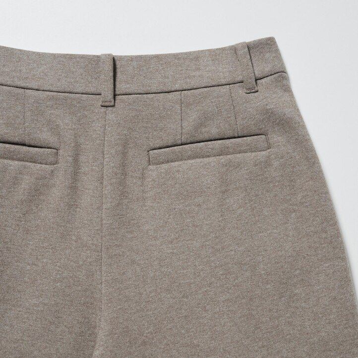 dark grey uniqlo brushed jersey pleated wide leg womens tops
